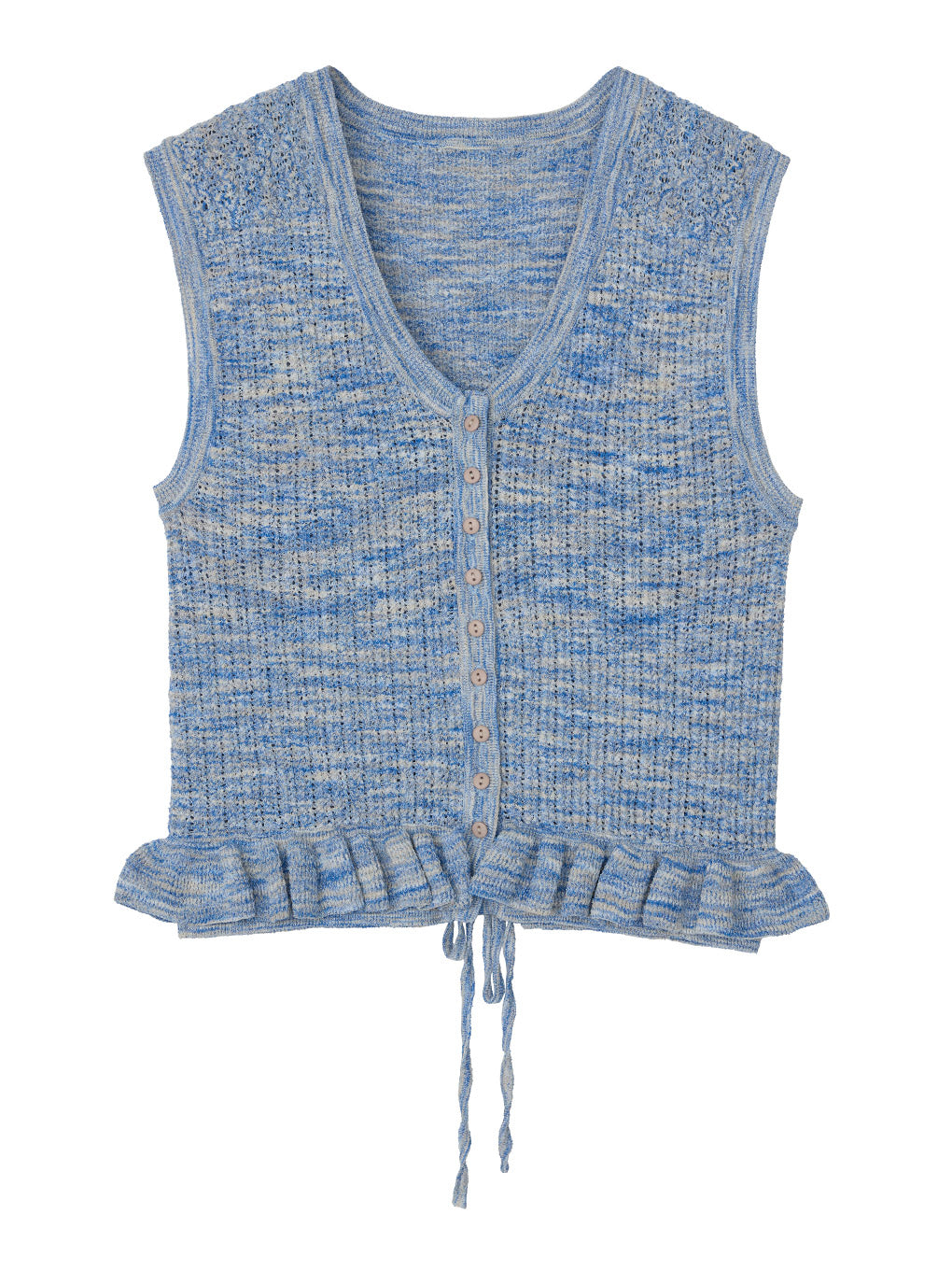 MEDI FRILL BACK RIBBON KNIT TOP