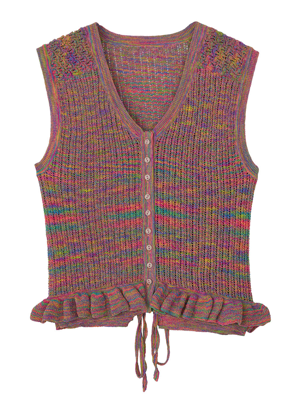 MEDI FRILL BACK RIBBON KNIT TOP