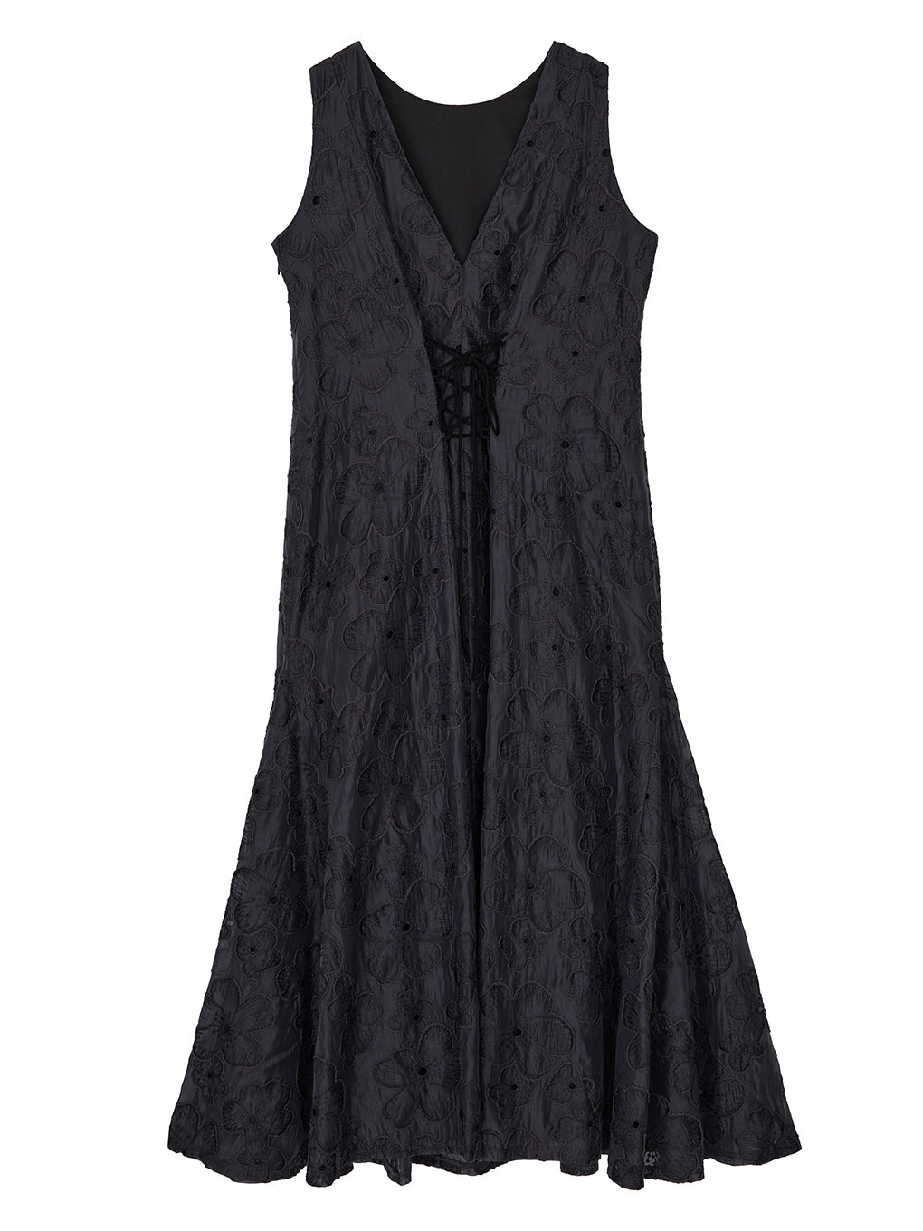 MEDI EMBROIDERY BACK LACE UP DRESS