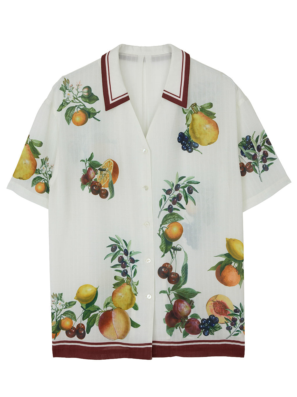 MEDI FRUIT SCARF PATTERN SHEER SHIRT