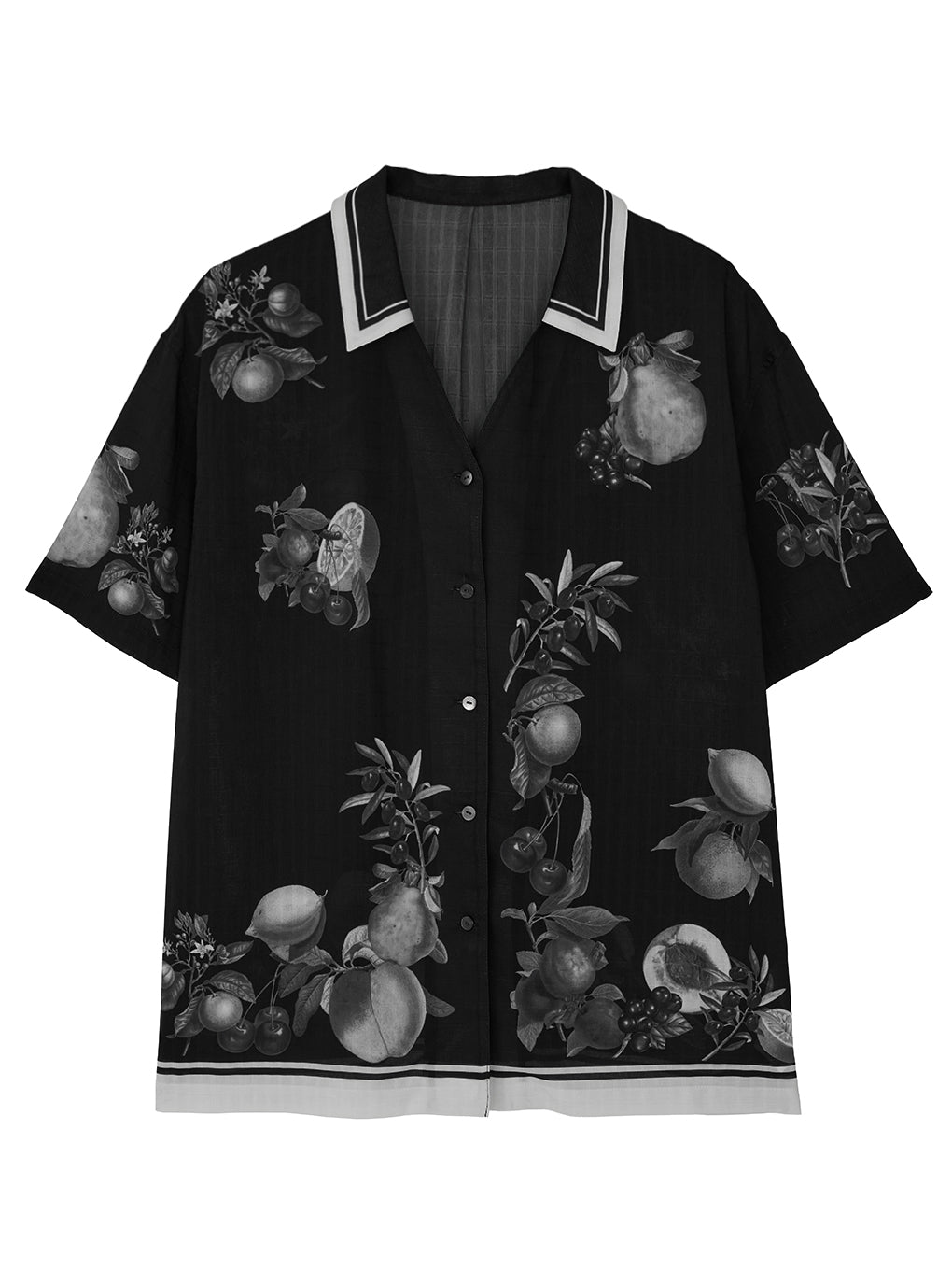 MEDI FRUIT SCARF PATTERN SHEER SHIRT