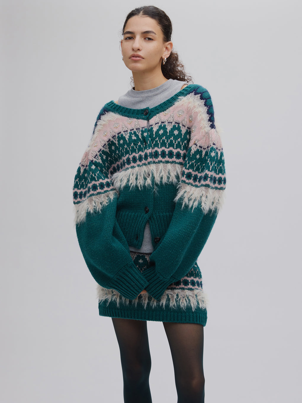 UND 2WAY LADY NORDIC KNIT CARDIGAN