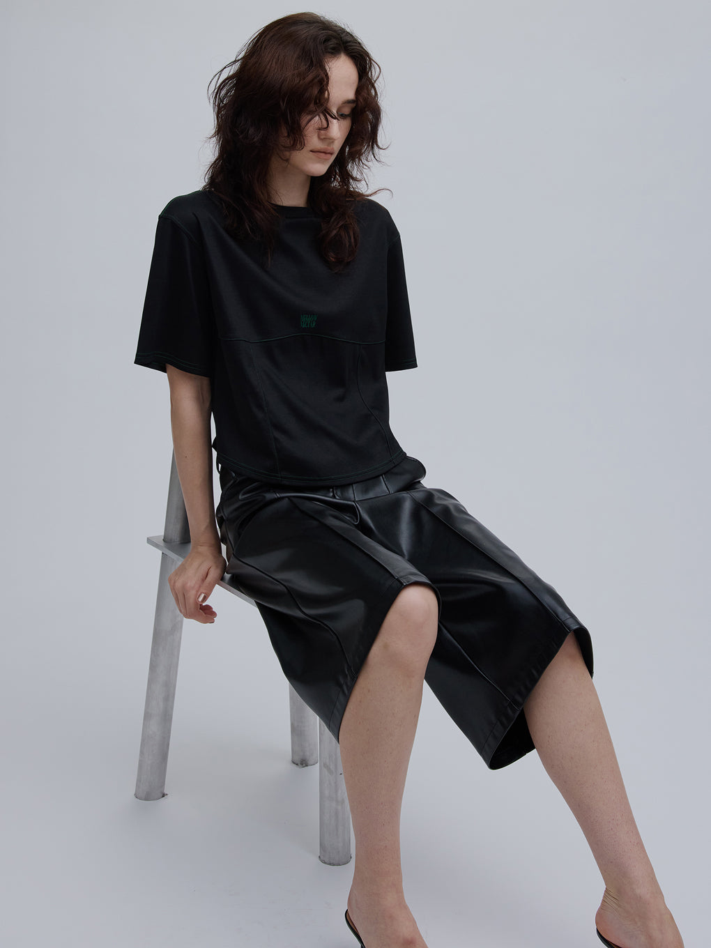 SYNTHETIC LEATHER BERMUDA PANTS