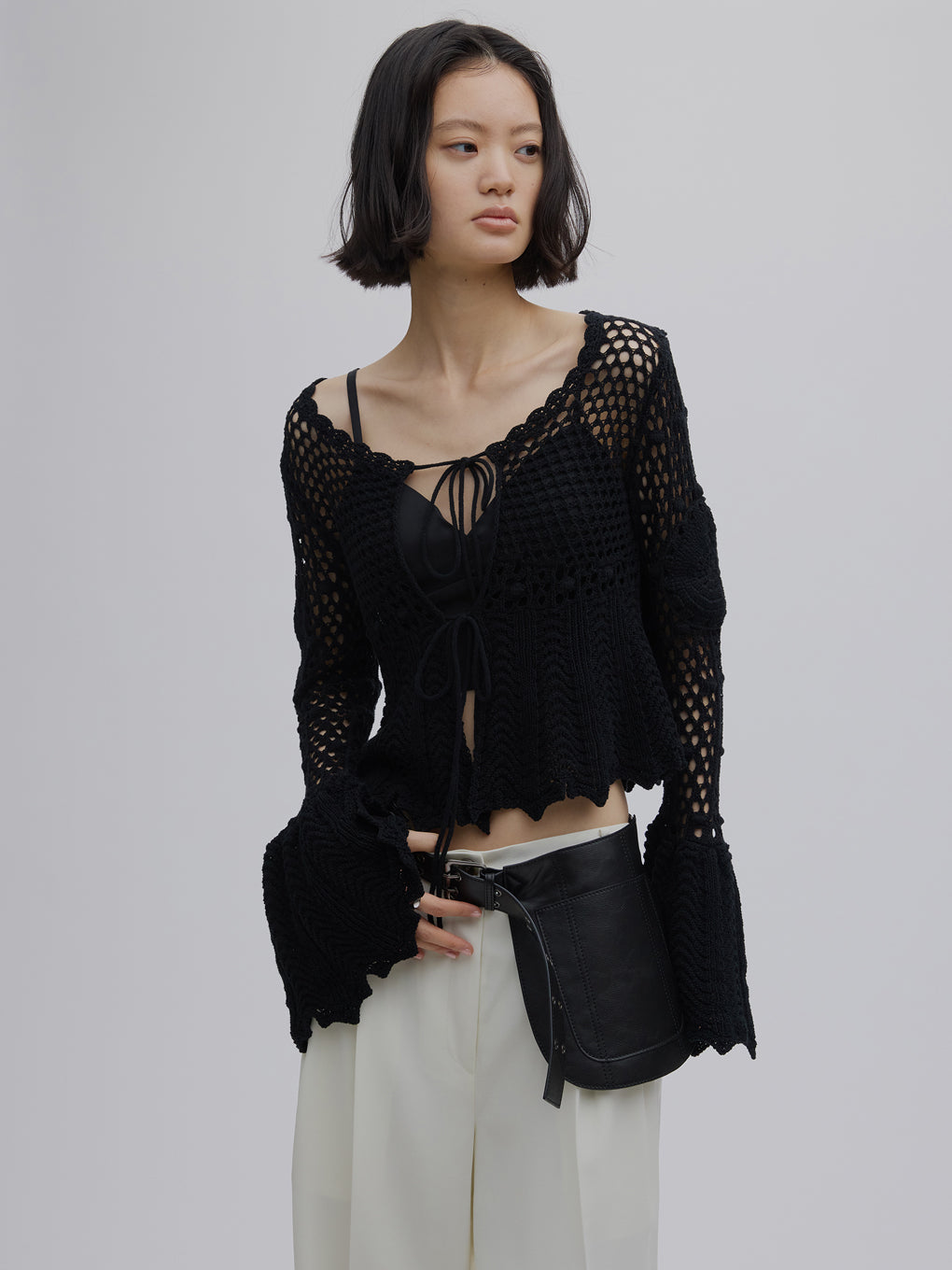 LADY CROCHET PEPLUM KNIT TOP