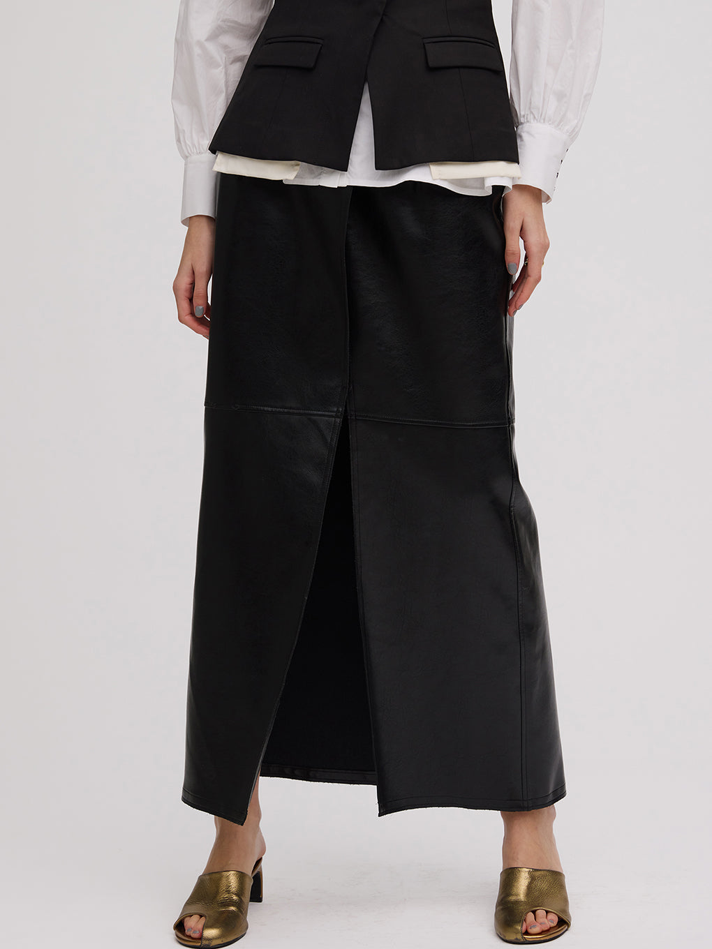 LUSTER FAKE LEATHER SKIRT