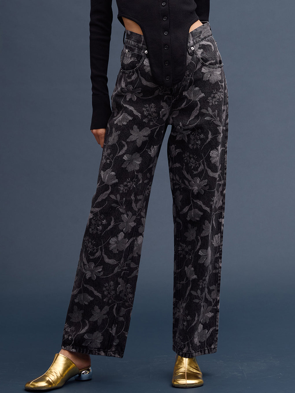 FIORE PRINT DENIM PANTS