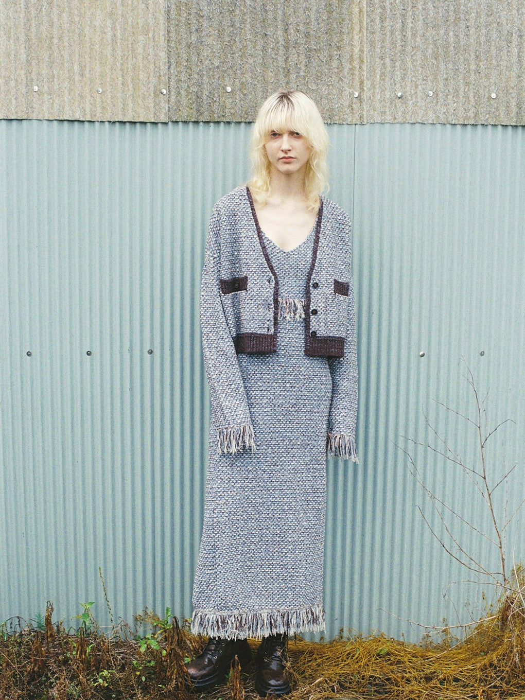 UND TWEED JUMPER SKIRT KNIT DRESS