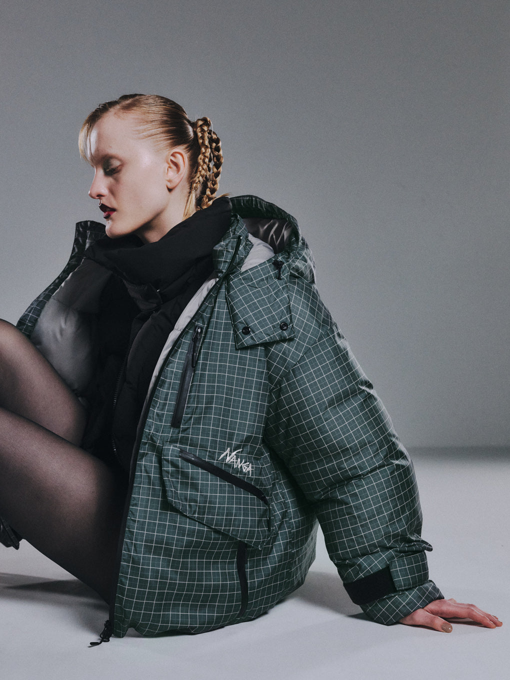 NANGA × Ameri POCKET CHECK DOWN COAT