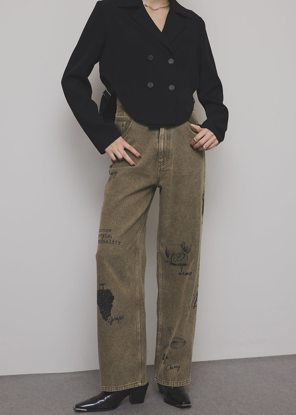 PAINT MOTIF PRINT DENIM PANTS