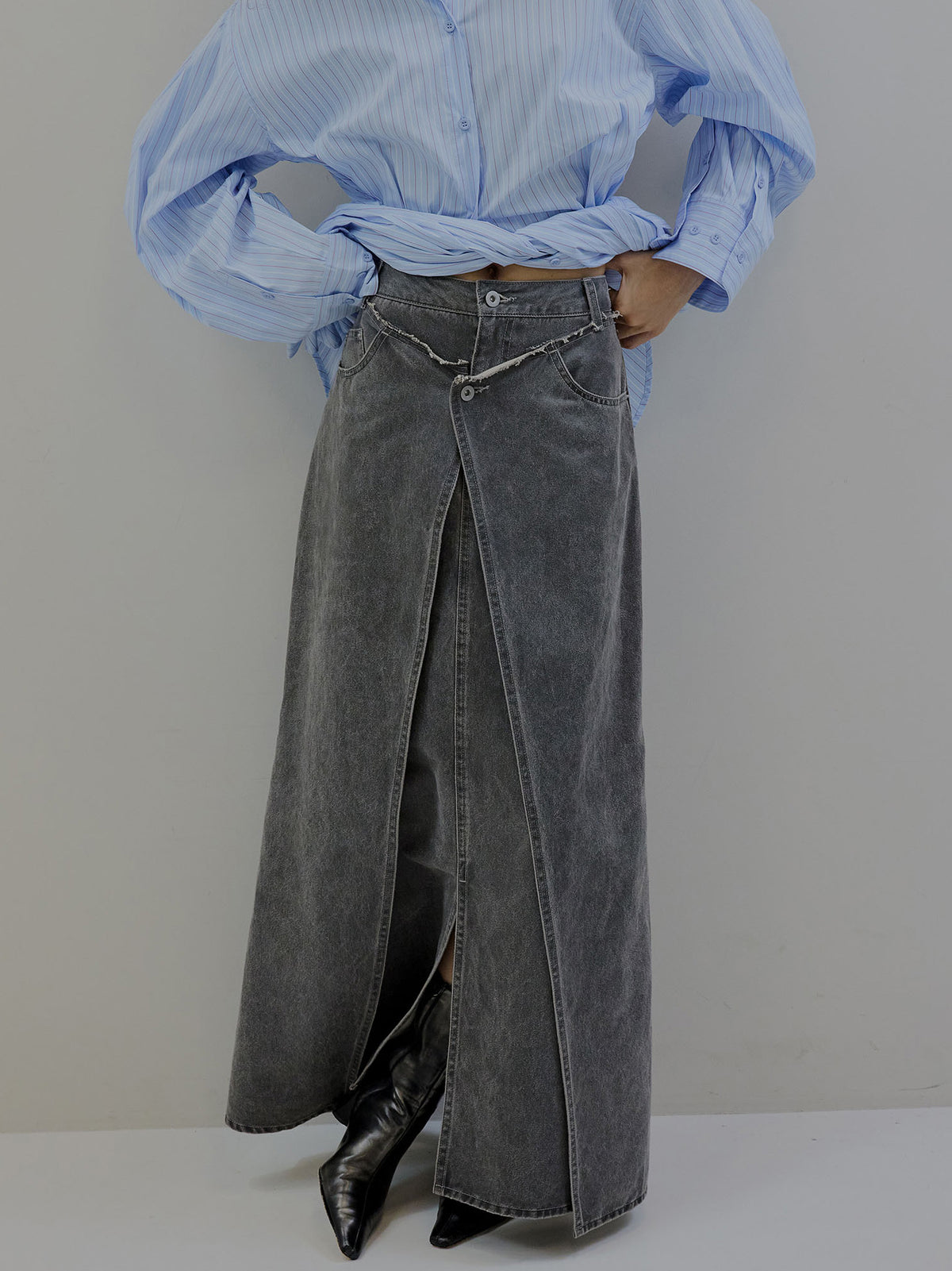 SYNTHETIC LEATHER WASH WIND SKIRT