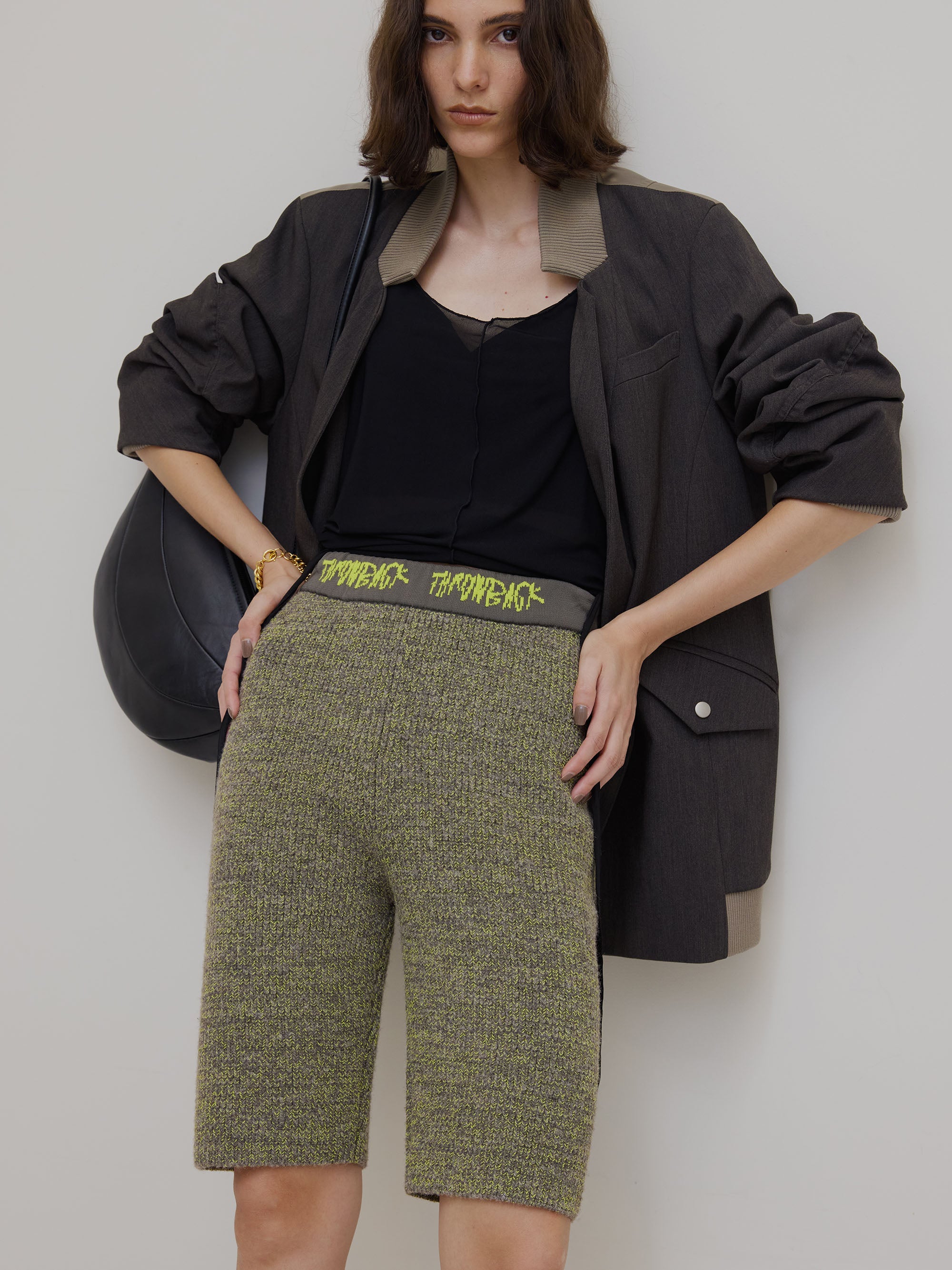 WAIST LOGO KNIT BIKER PANTS