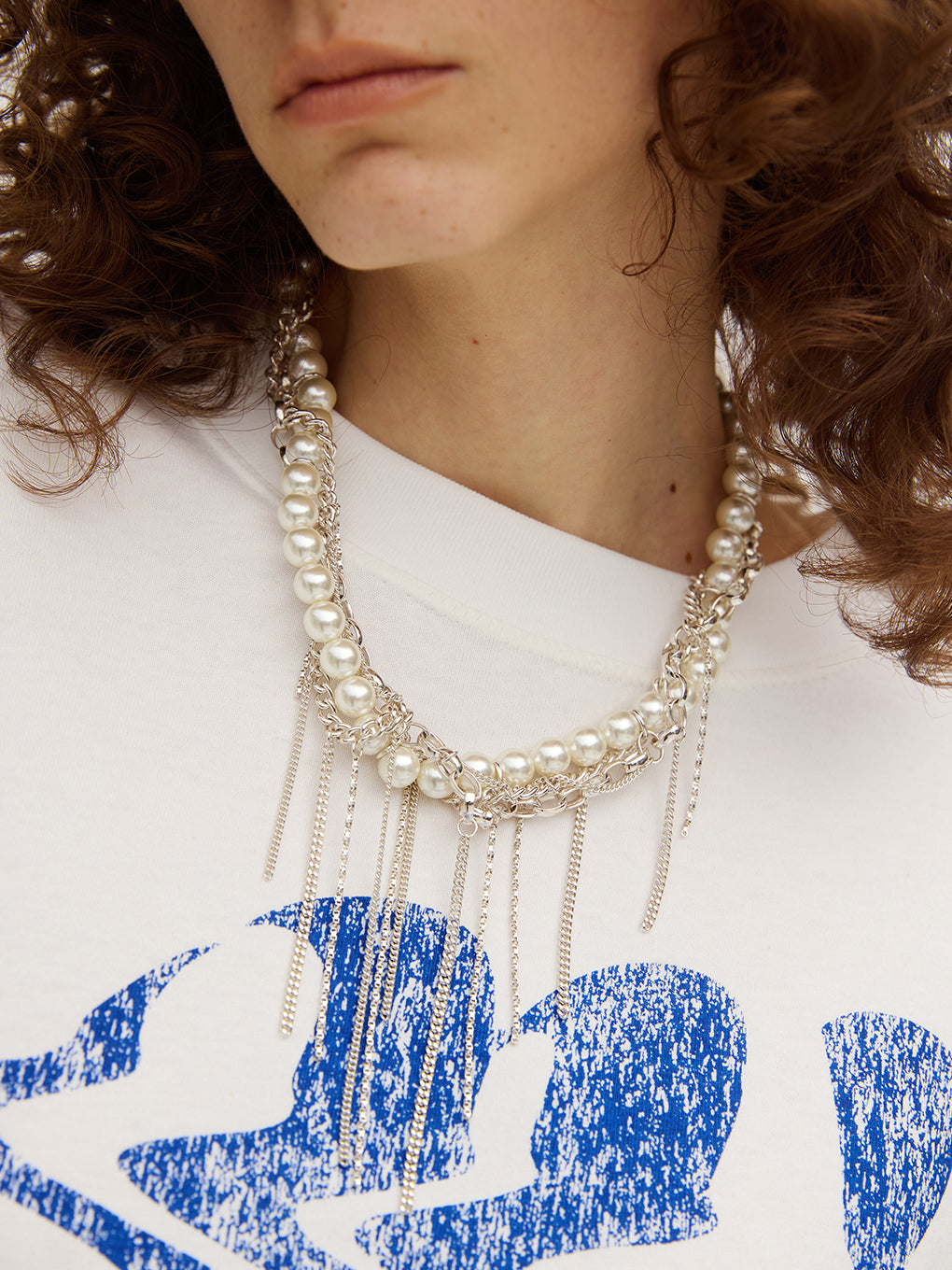 NICKEL FREE CHAIN PEARL VOLUME NECKLACE