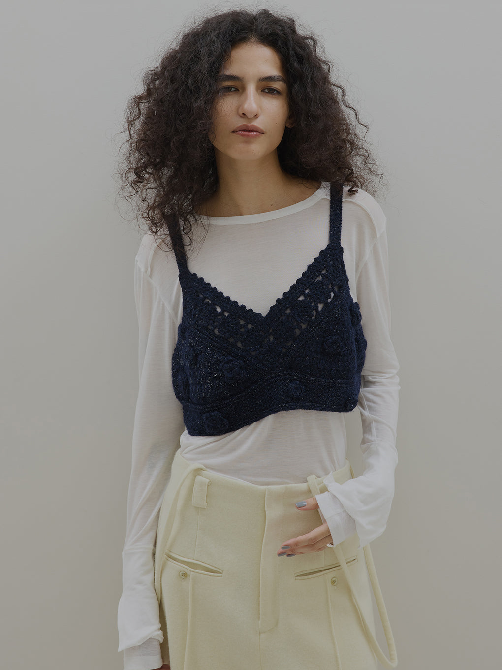 FLOWER MOTIF MOHAIR KNIT BISTIER