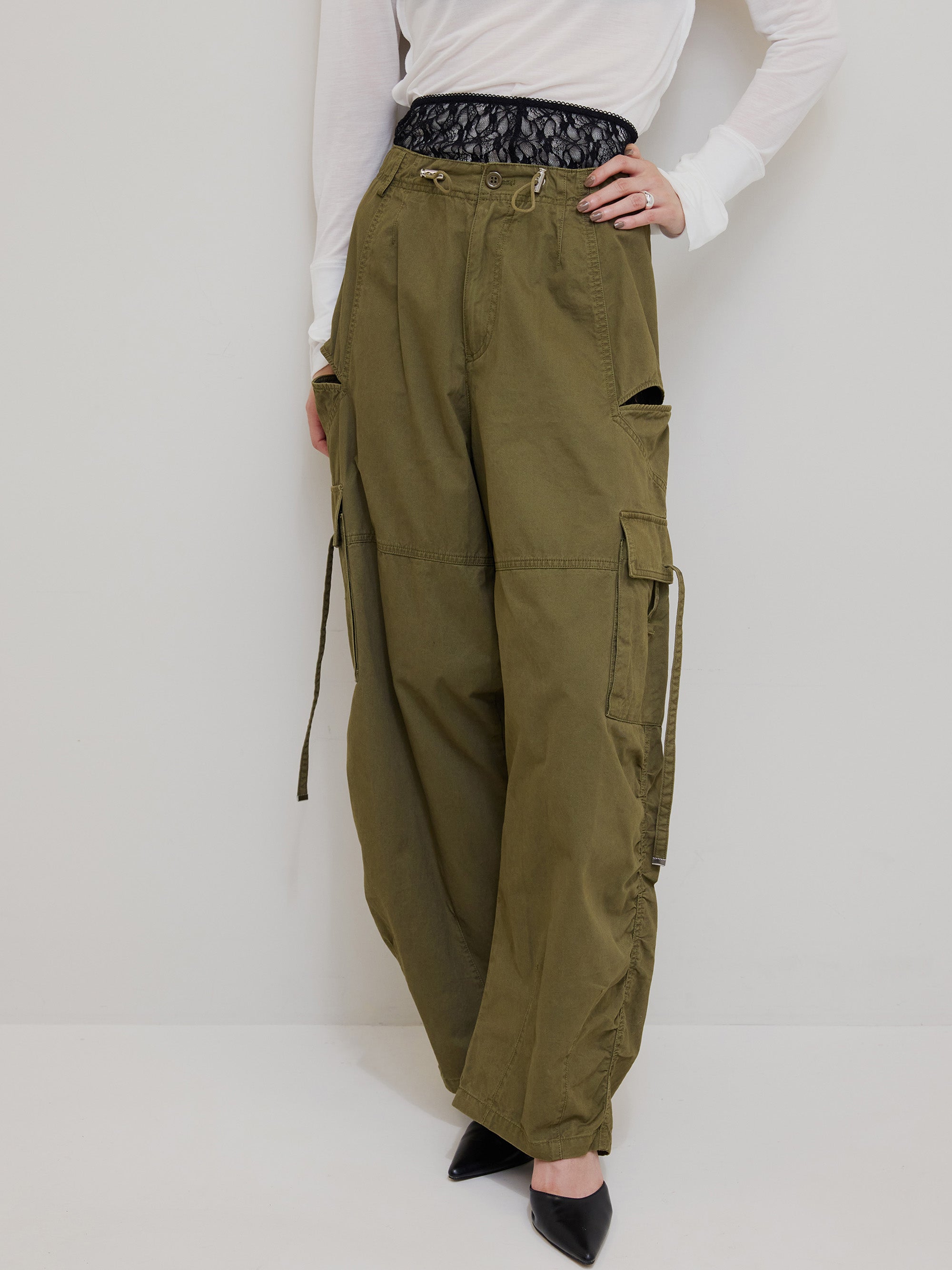 MILITARY SLIT LACE CARGO PANTS