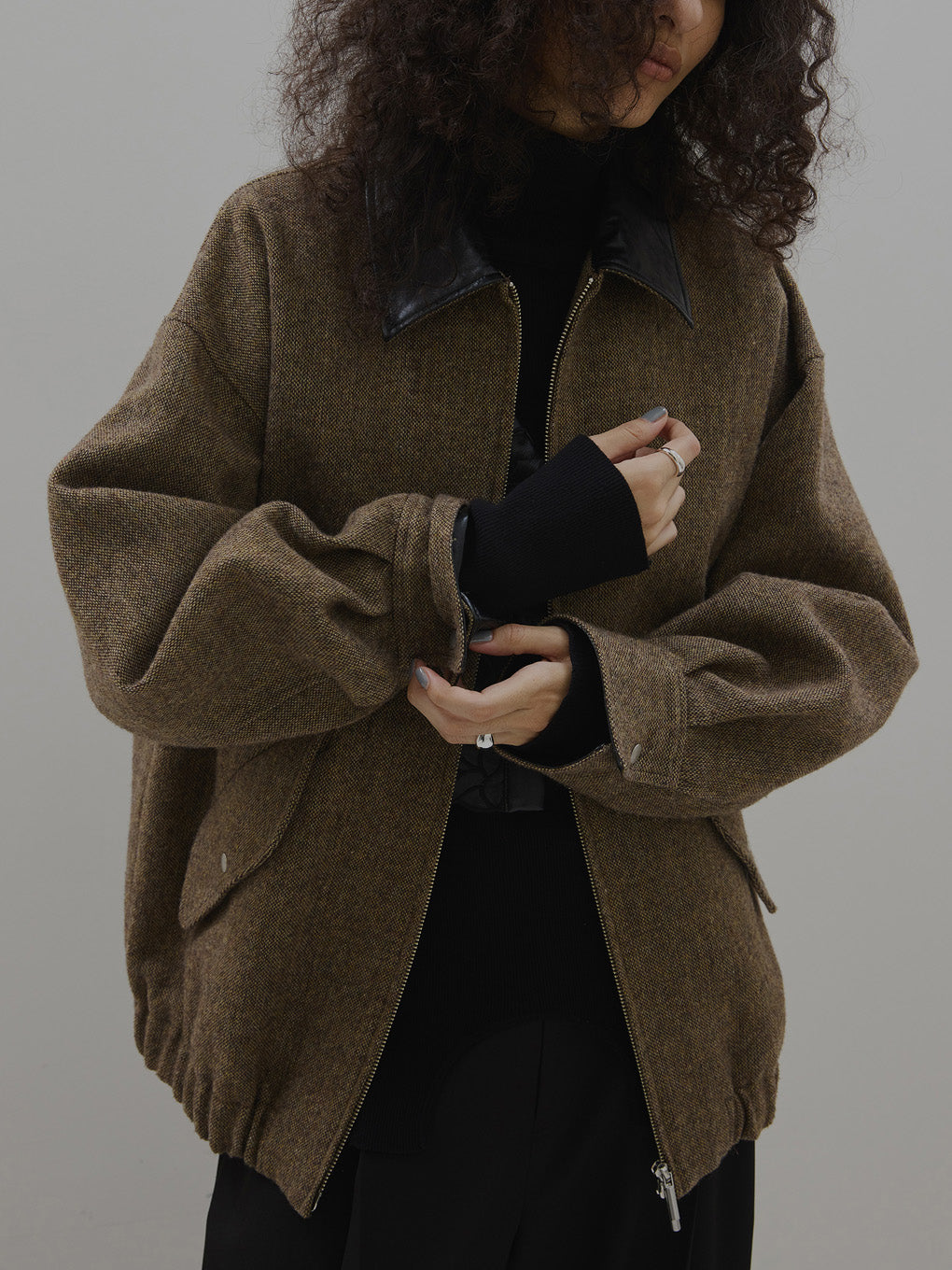 ジャケット・アウター Ameri UND TWEED WORK DETAIL BLOUSON UND TWEED WORK DETAIL BLOUSON