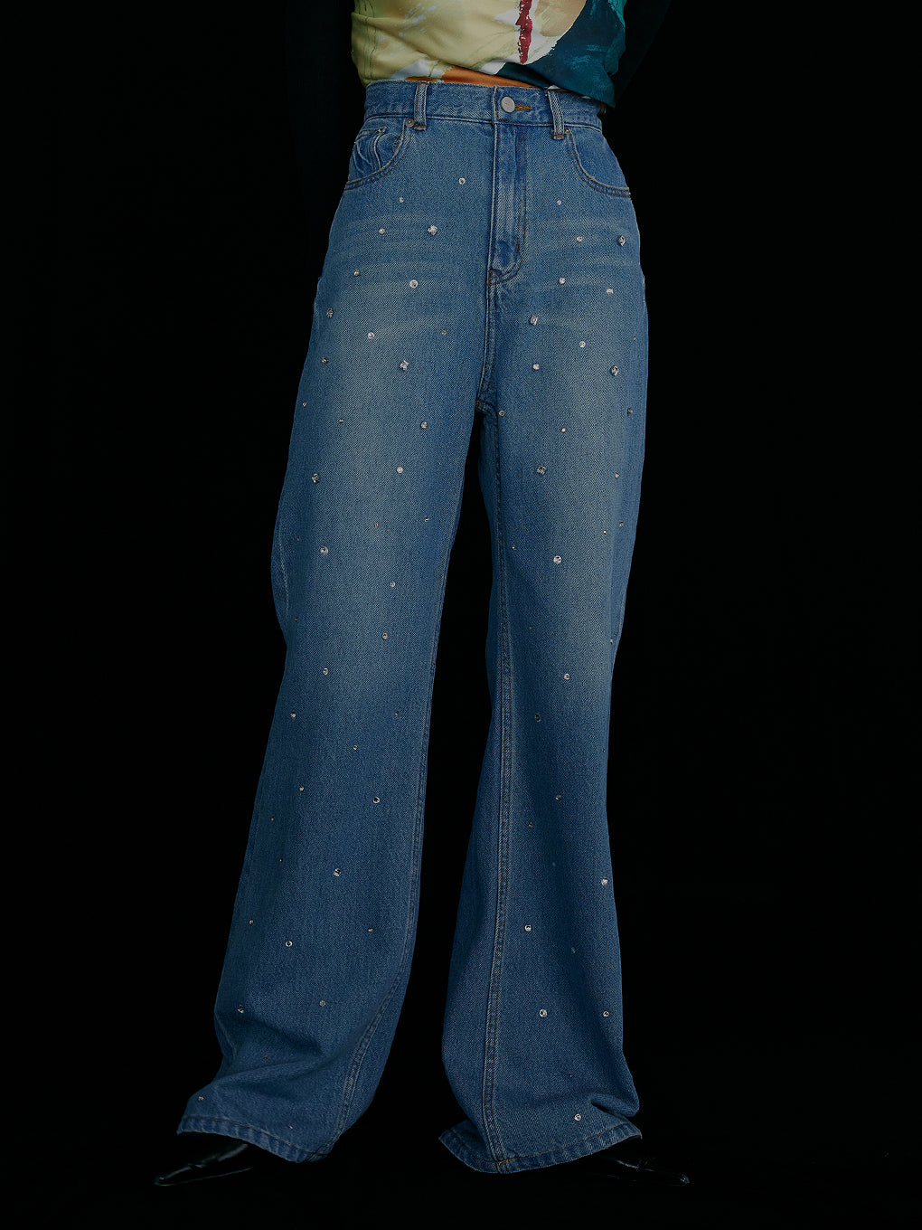 UND BIJOU STRAIGHT DENIM PANTS