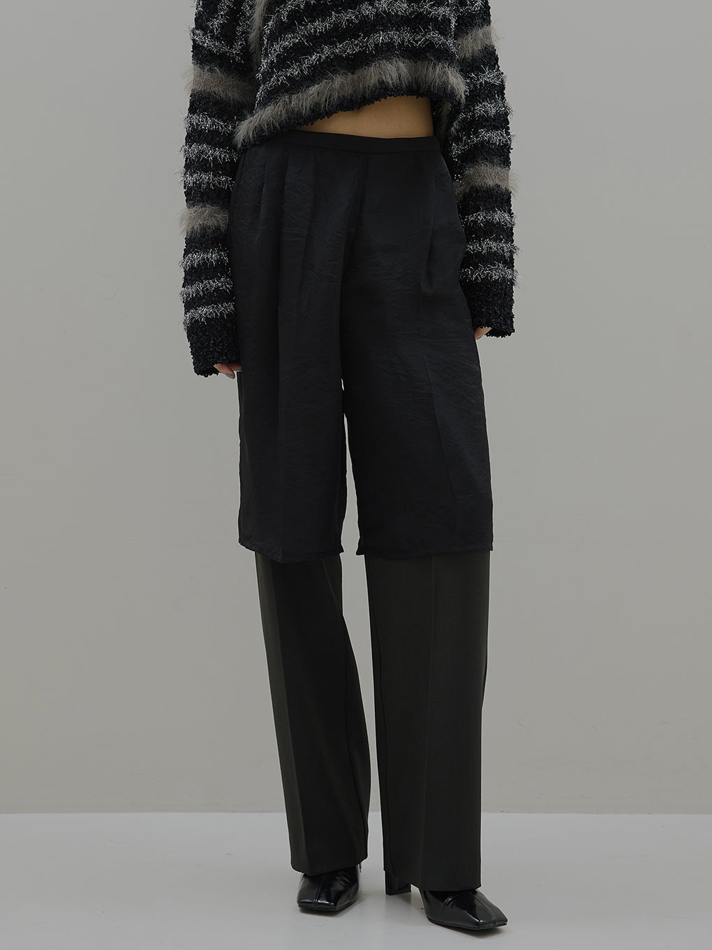 HALF SHEER LAYERED PANTS