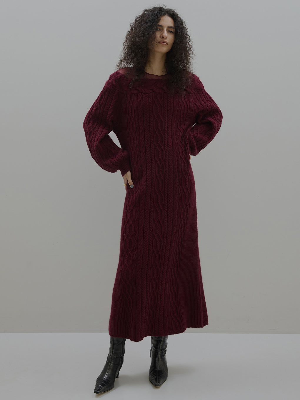 SHEER DOCKING LADY LIKE KNIT DRESS