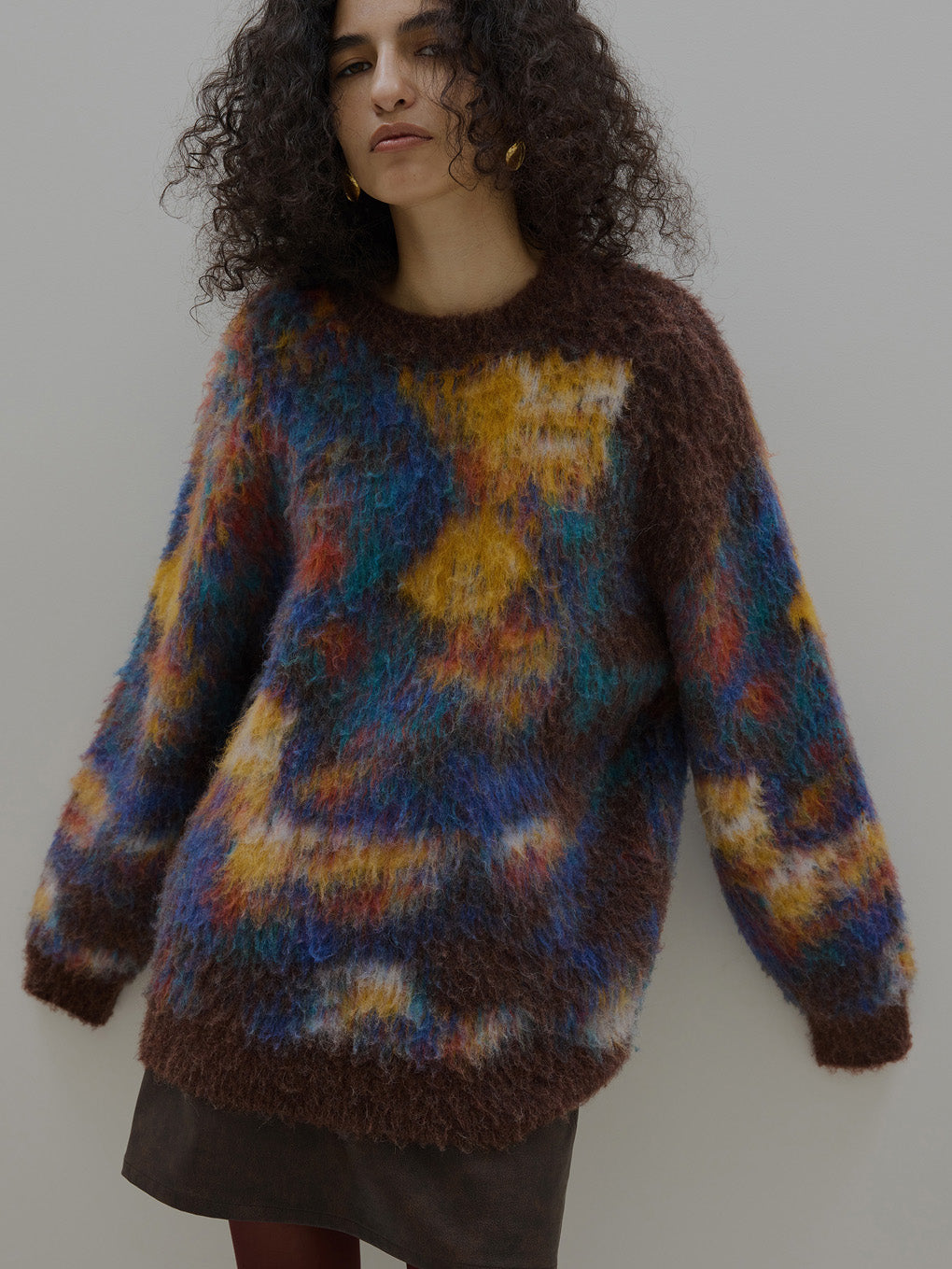 WILTED FLOWER MOHAIR JACQUARD  KNIT TOP