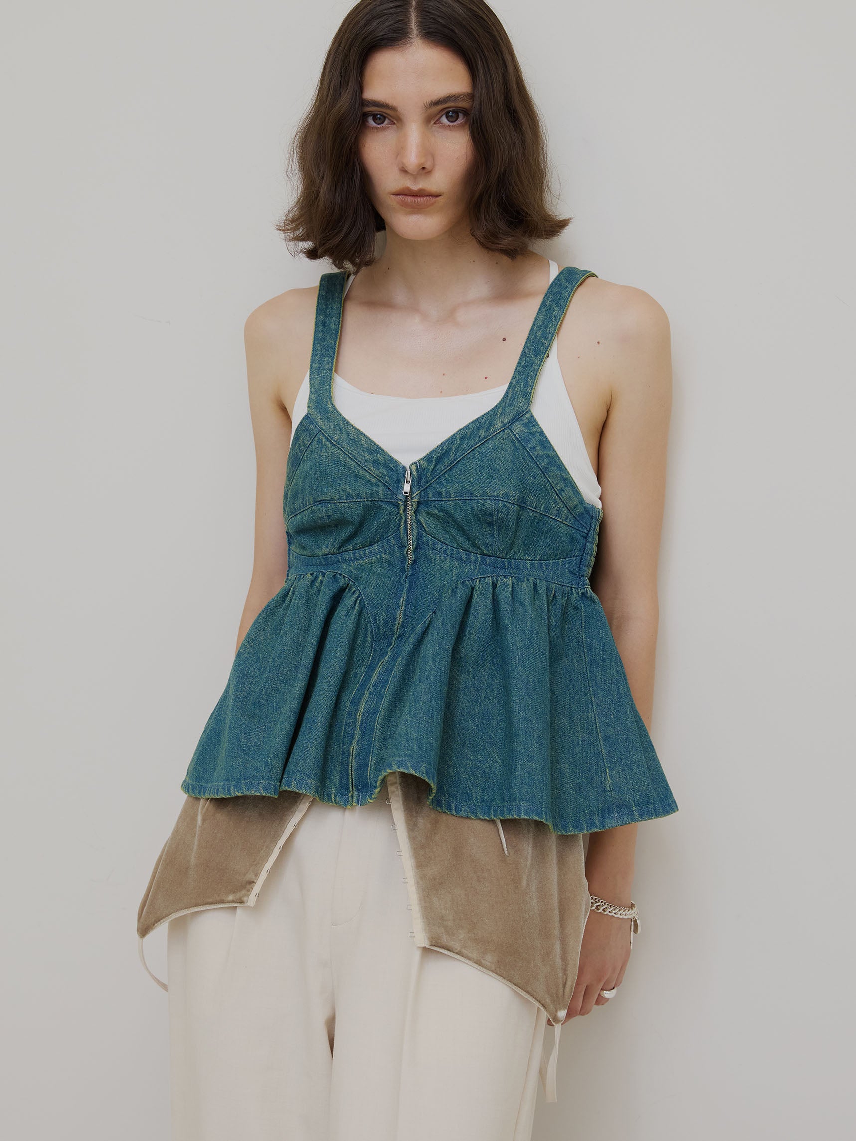 GRUNGE DENIM PEPLUM BUSTIER
