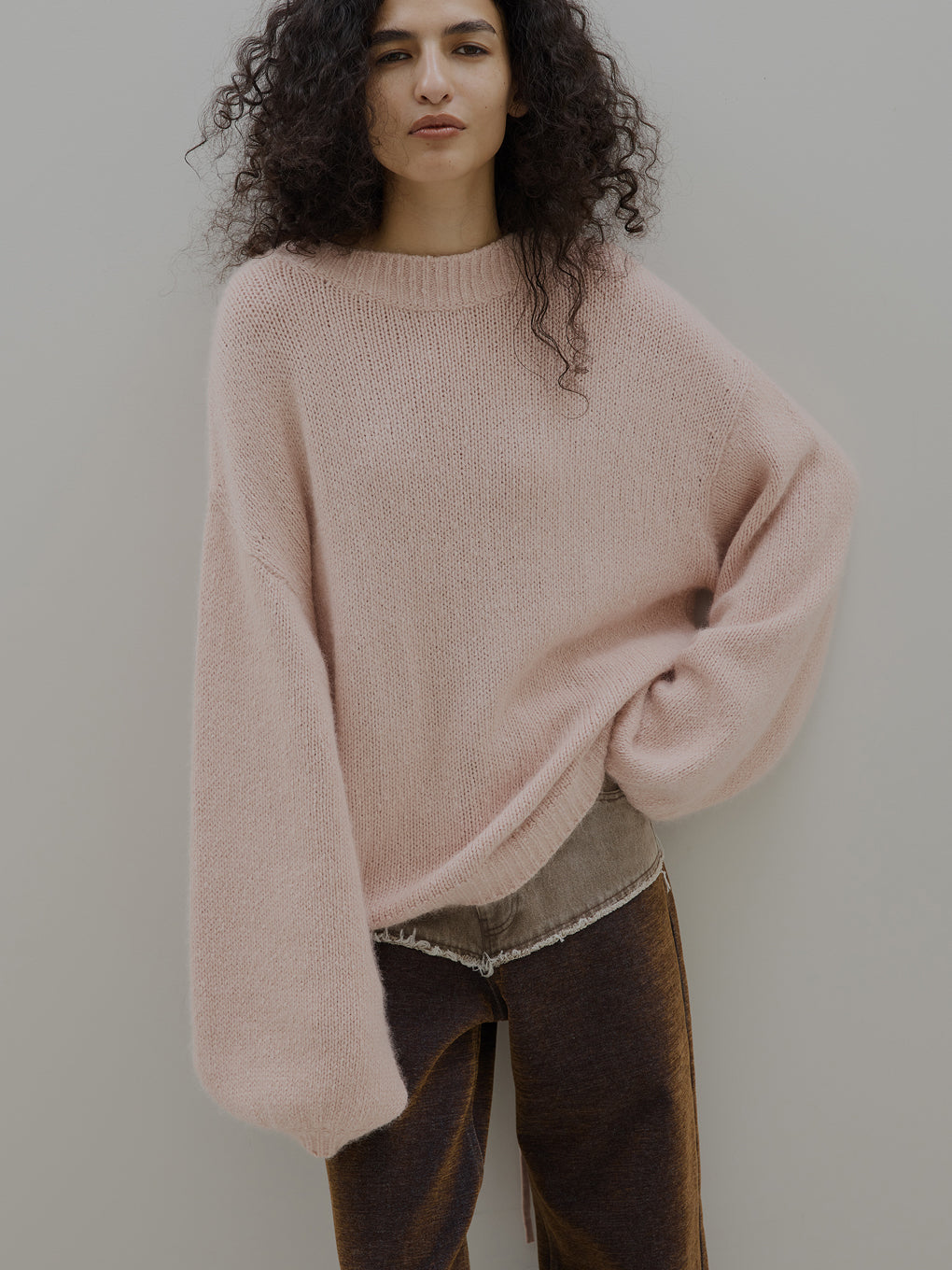 BACK OPEN LACE UP KNIT TOP