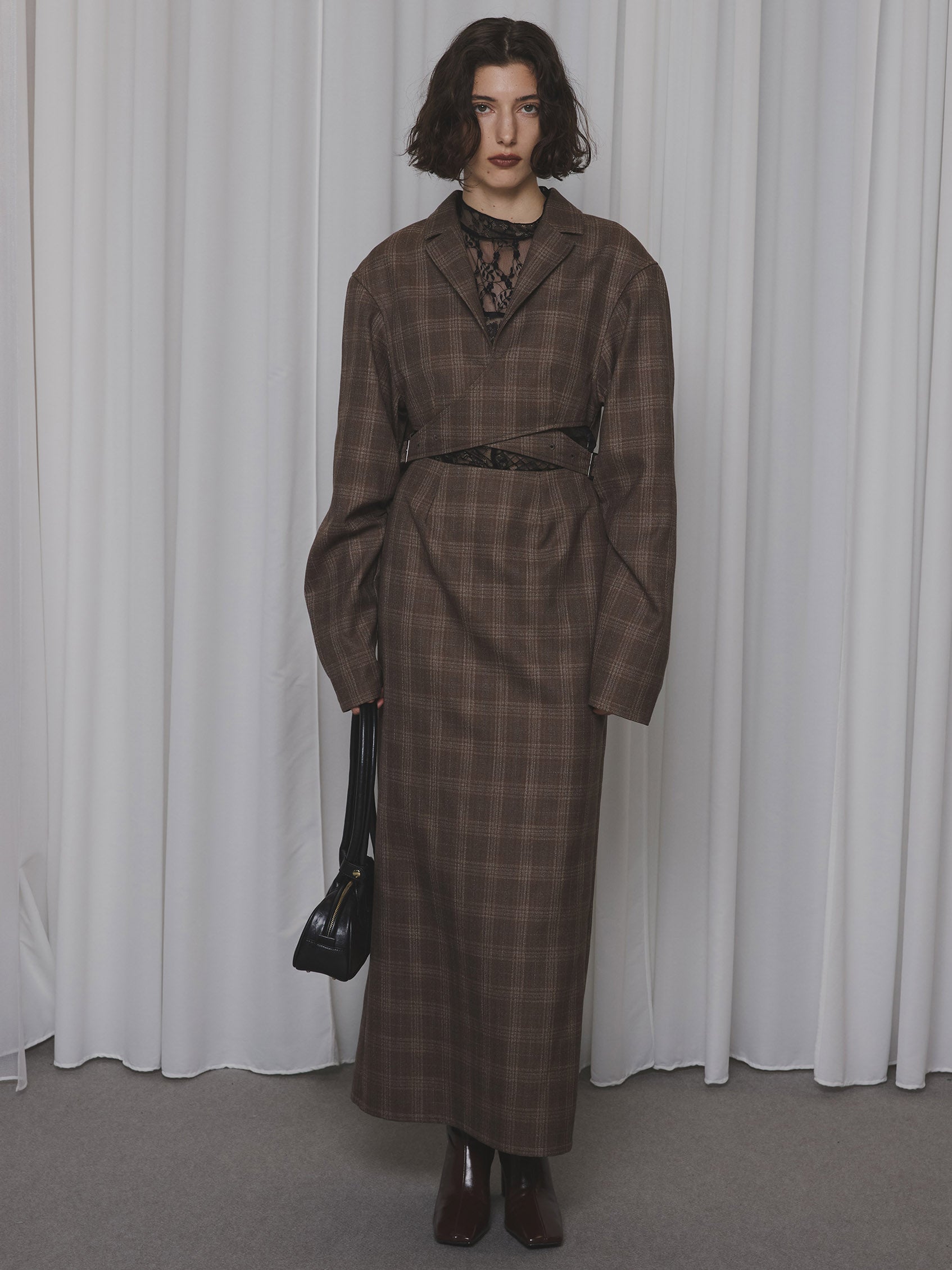 WAIST CROSS CHECK DRESS