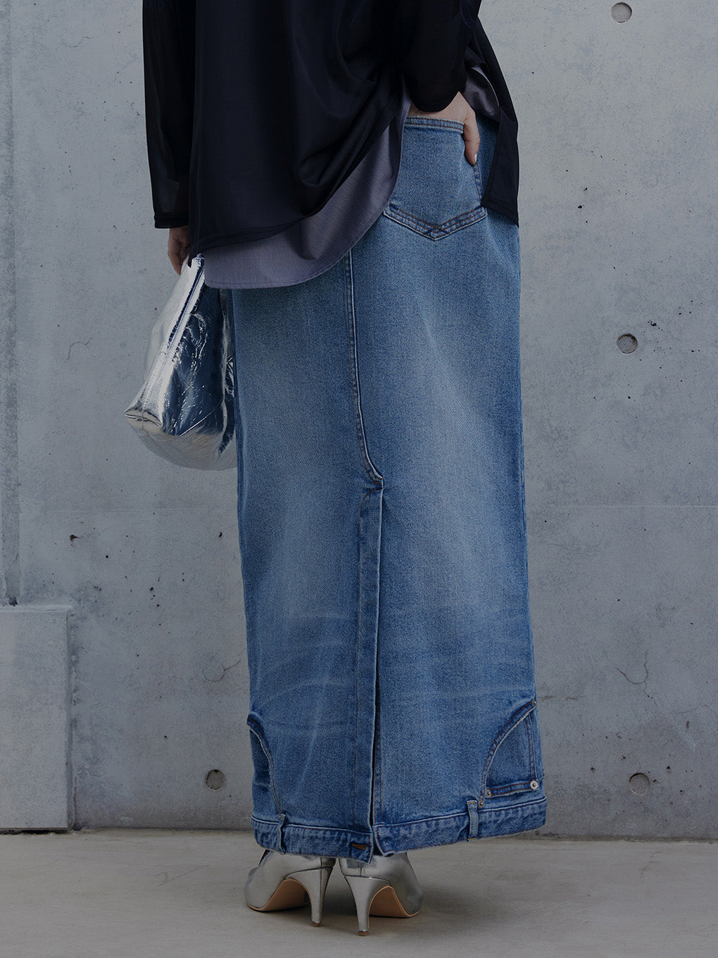 LAYERED REMAKE DENIM SKIRT