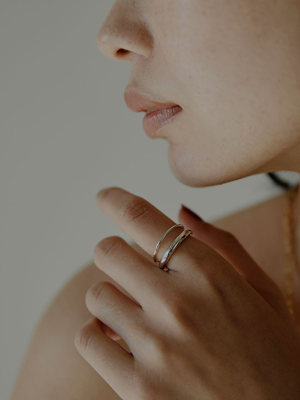 MARIA BLACK Offset V Ring
