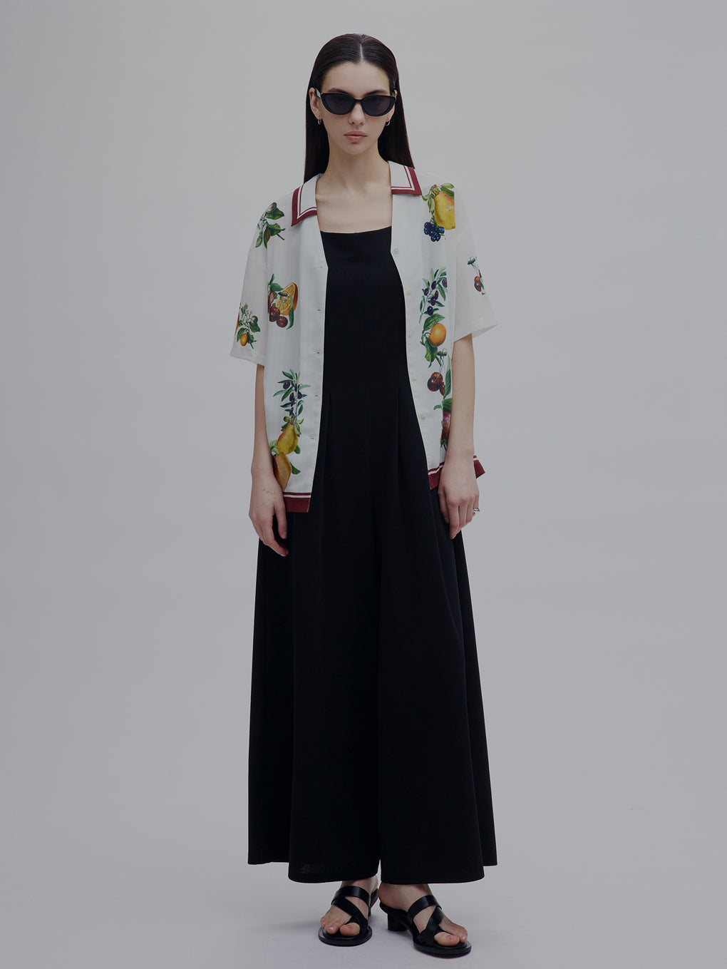 MEDI FRUIT SCARF PATTERN SHEER SHIRT