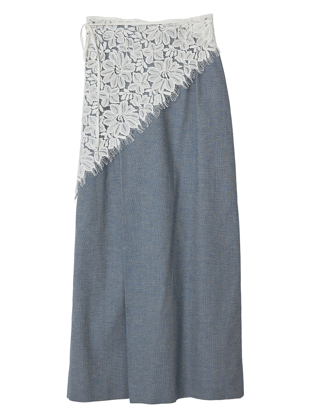 MELANGE STRAIGHT SKIRT WITH LACE SCARF