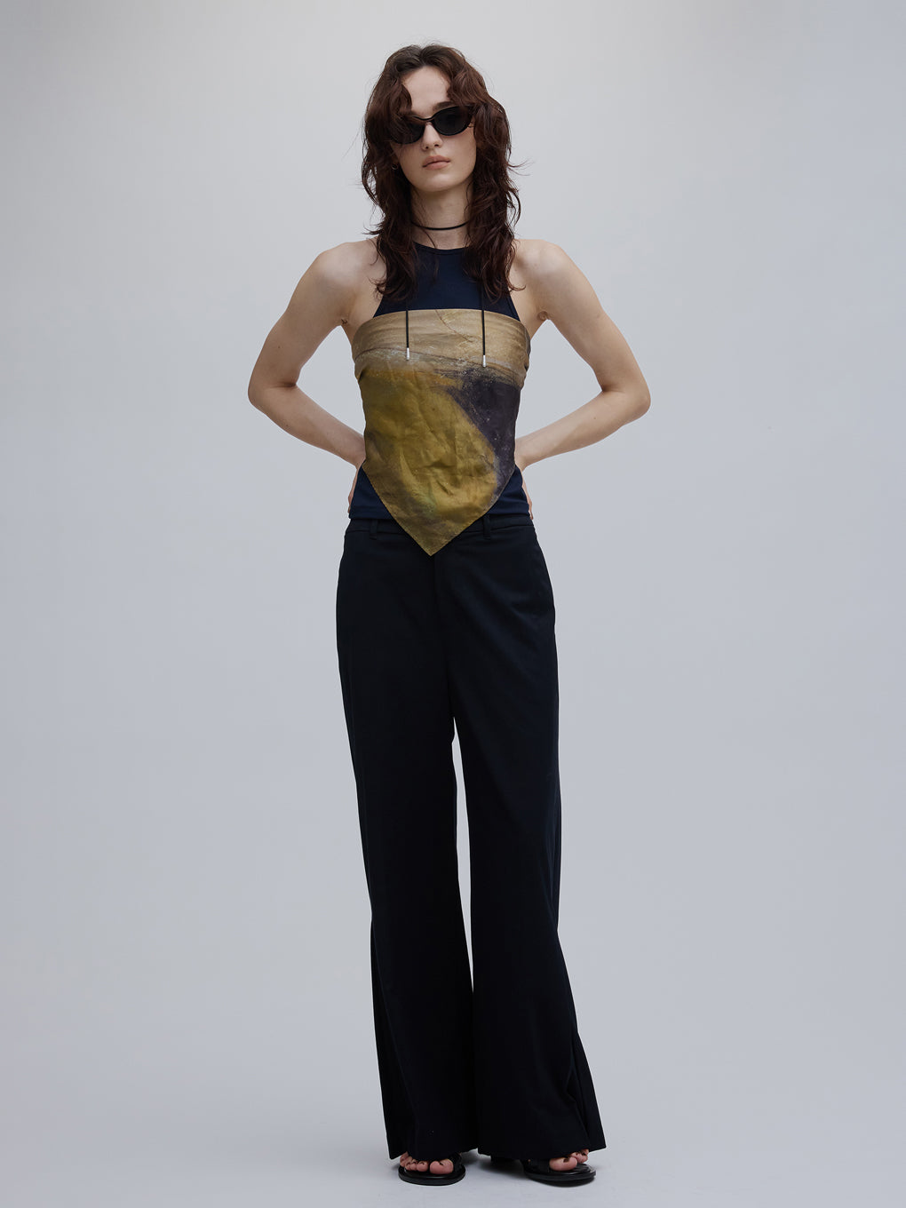 HEM TUCK  STRAIGHT WIDE PANTS