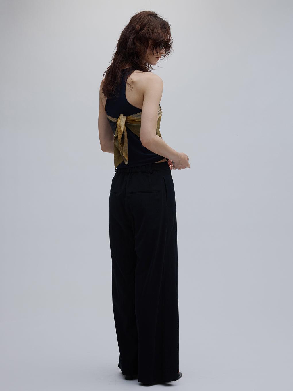 HEM TUCK  STRAIGHT WIDE PANTS