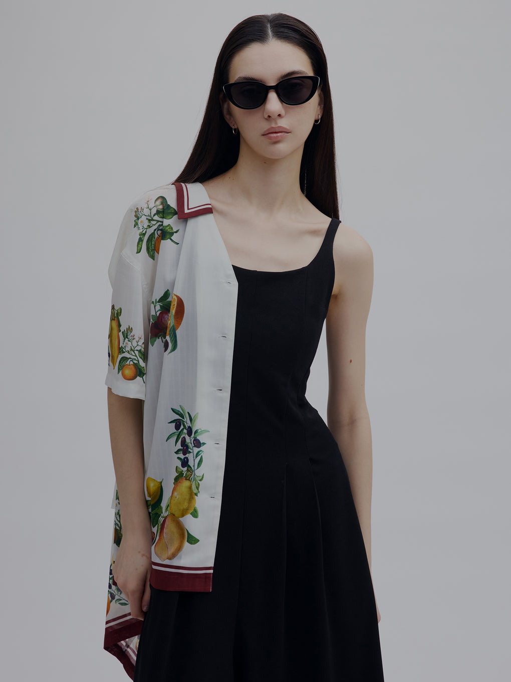 MEDI FRUIT SCARF PATTERN SHEER SHIRT