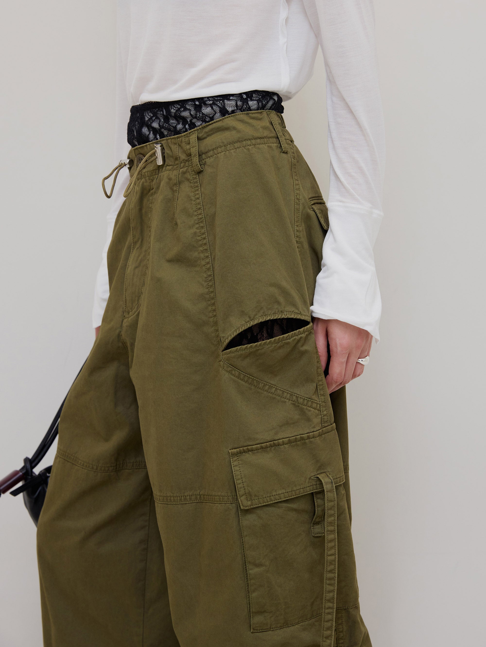 MILITARY SLIT LACE CARGO PANTS