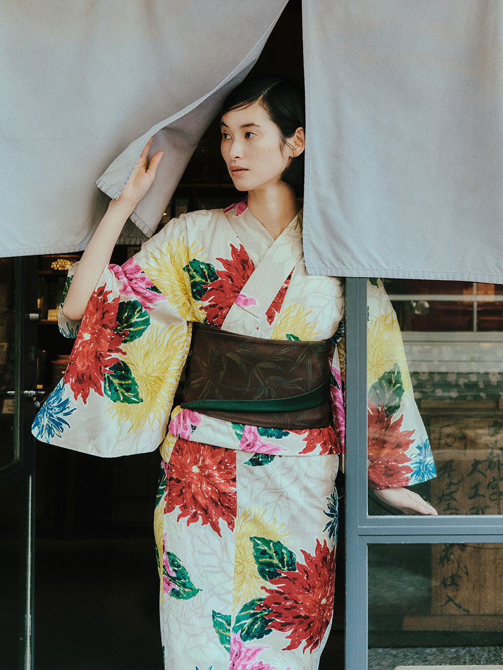 KEITAMARUYAMA × Ameri BEIGE FLOWER YUKATA