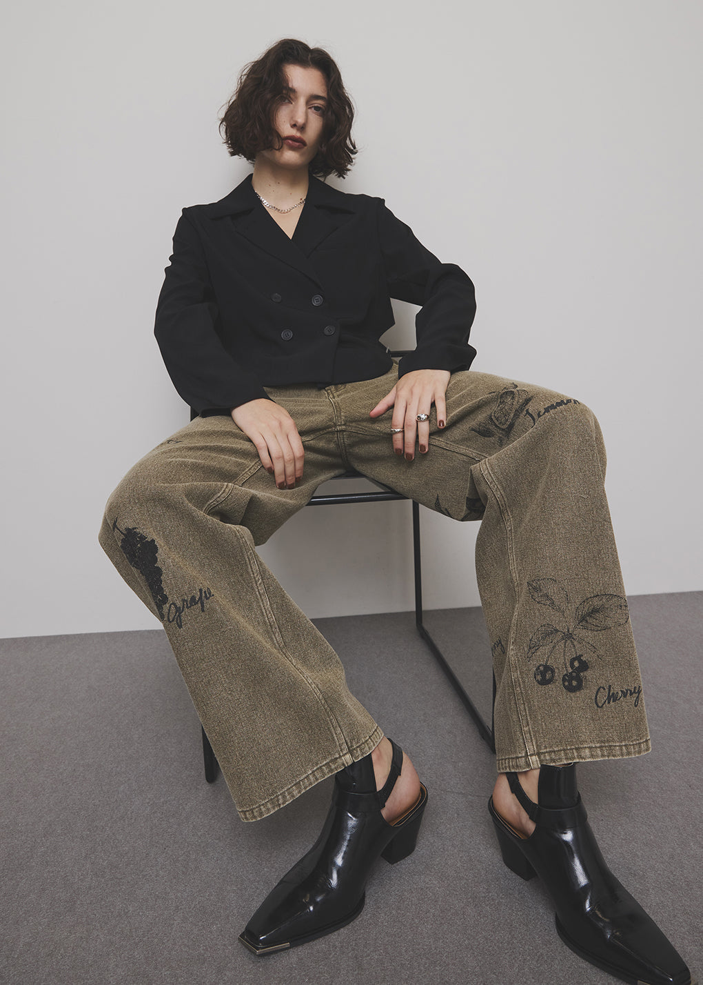 PAINT MOTIF PRINT DENIM PANTS