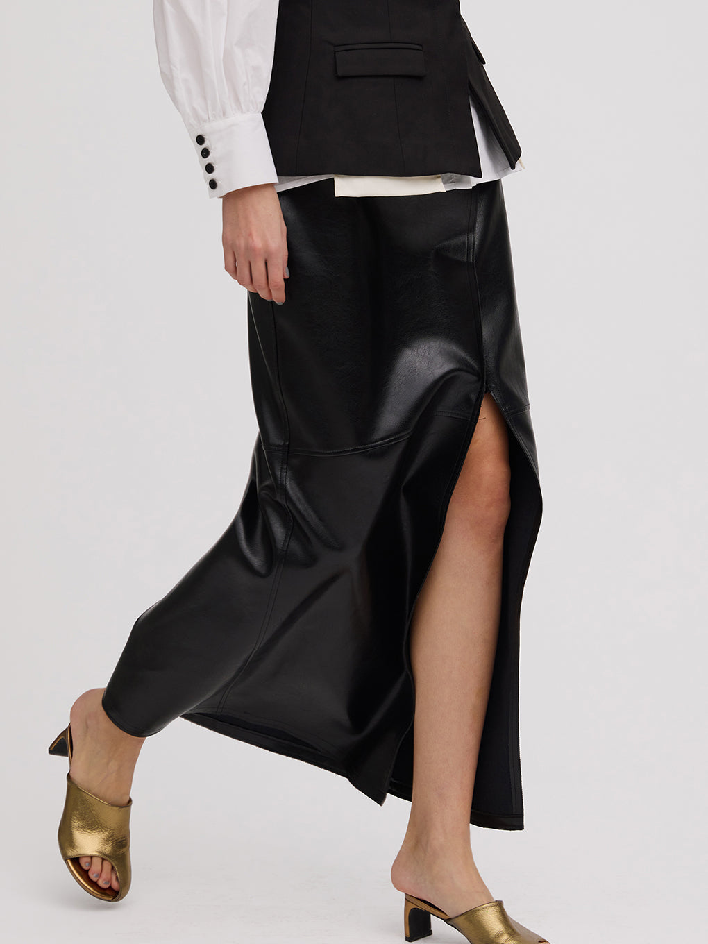 LUSTER FAKE LEATHER SKIRT