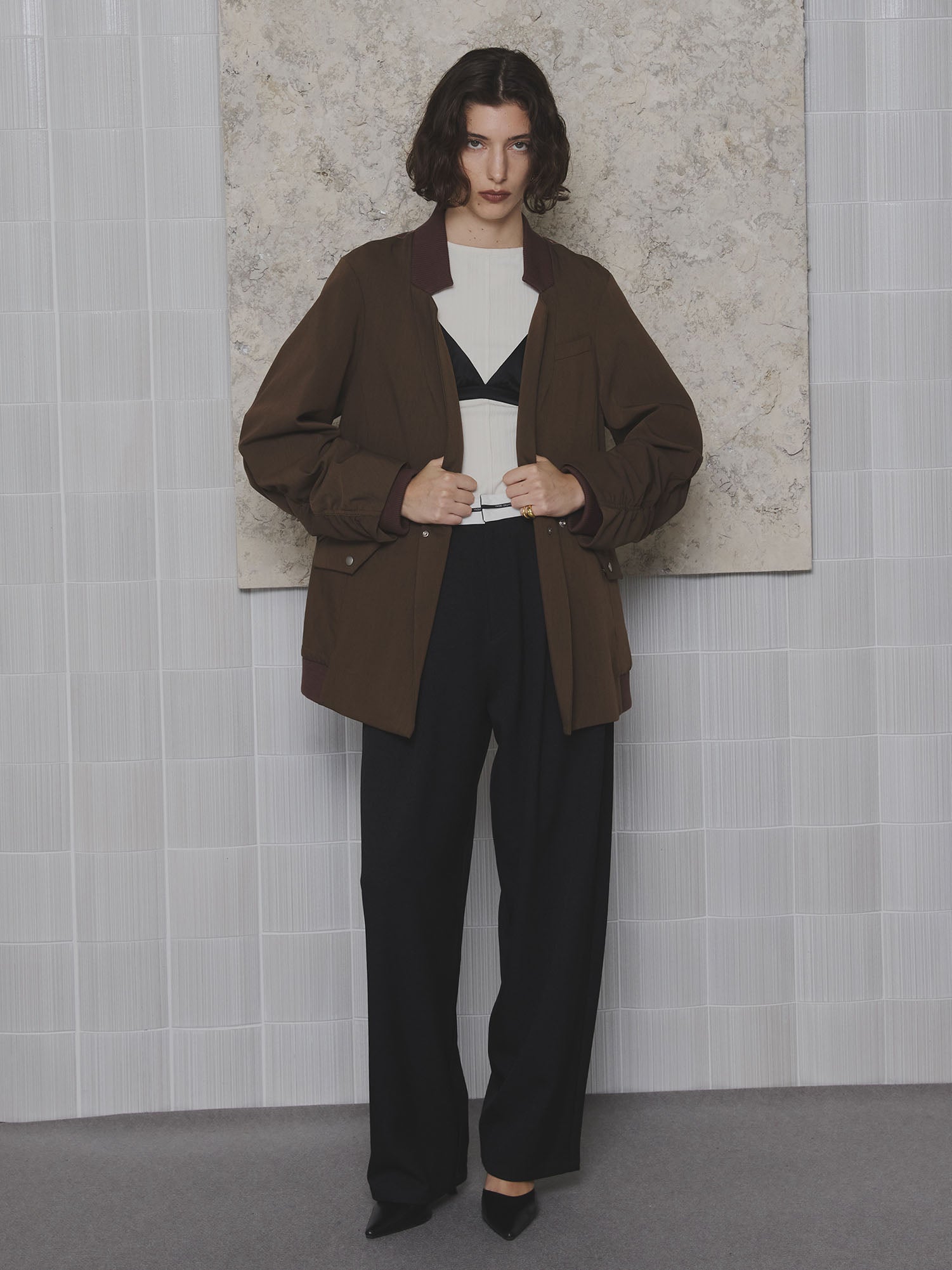 MILITARY DOCKING COLLARLESS JACKET