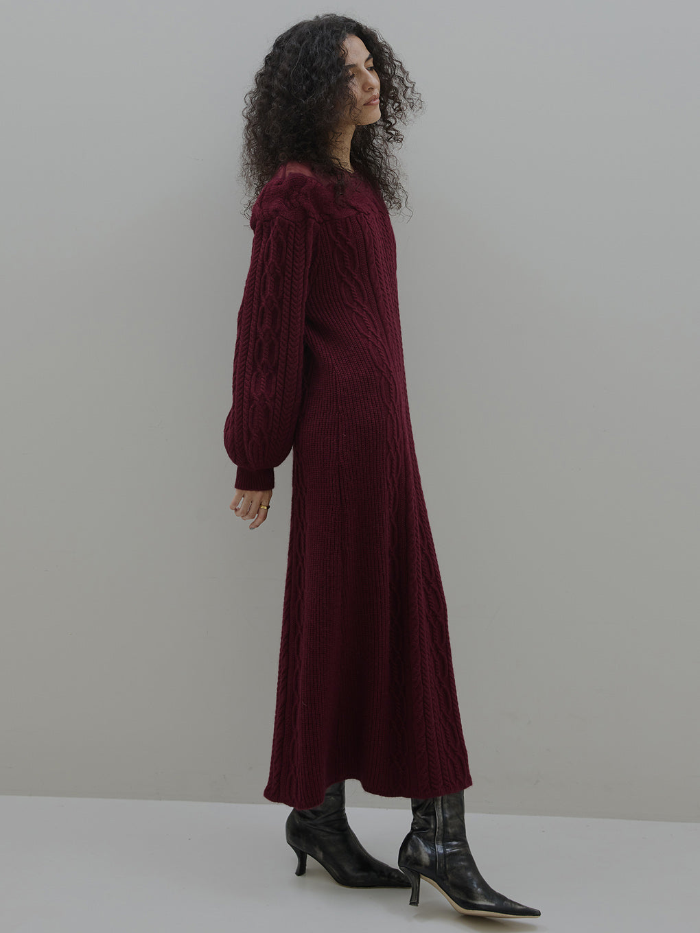 SHEER DOCKING LADY LIKE KNIT DRESS