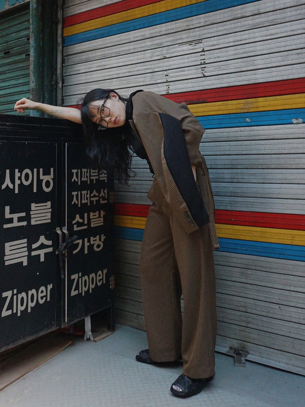 BONBOM×Ameri HOUNDSTOOTH STRAIGHT PANTS