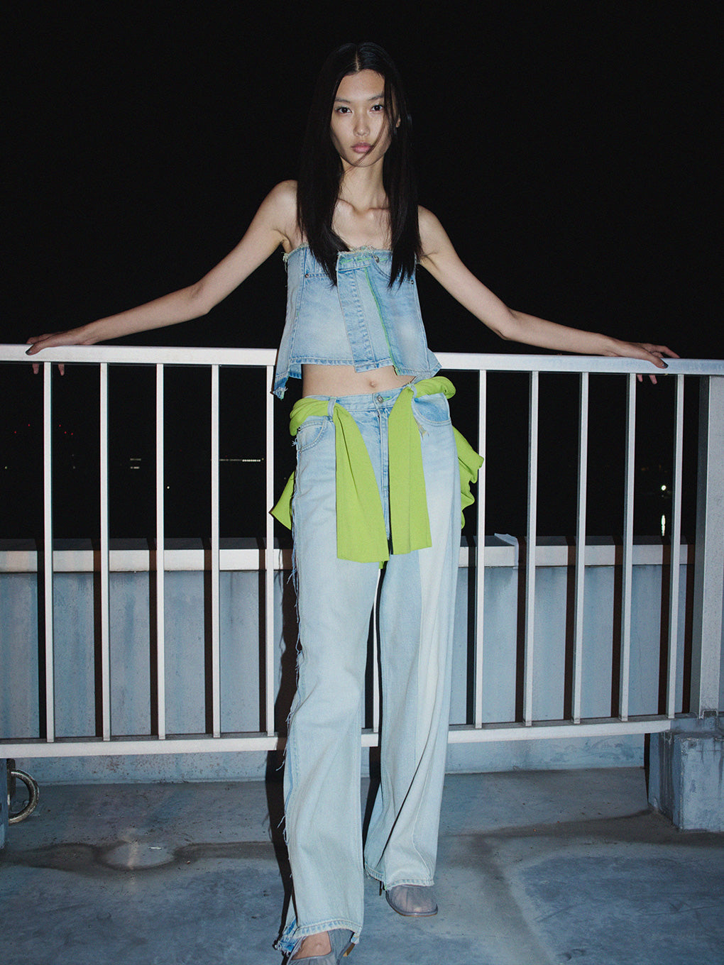 NEON STITCH REMAKE DENIM BELT