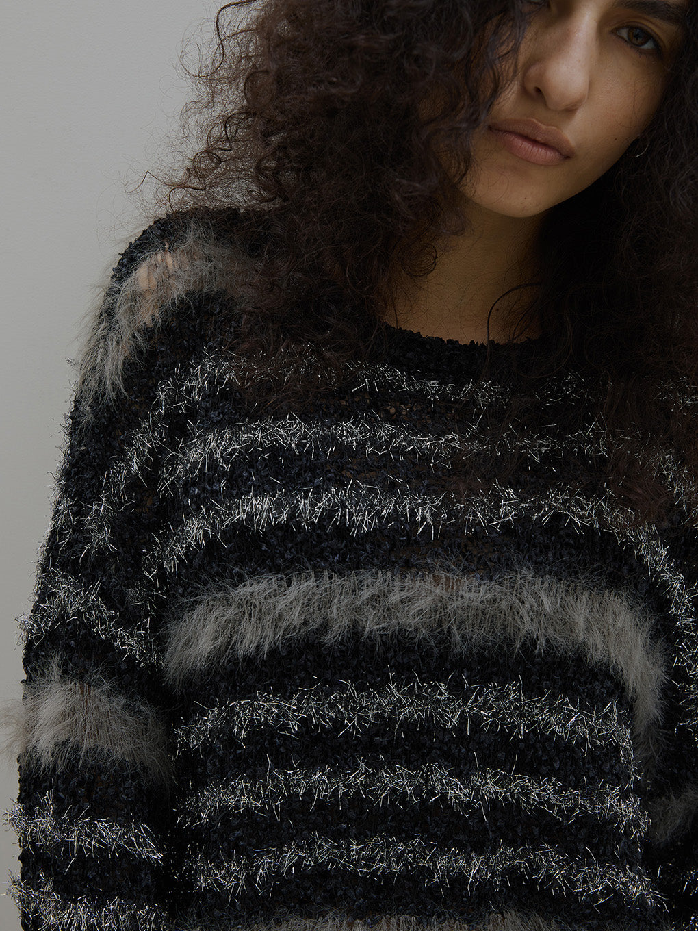 MIX YARN BORDER KNIT TOP