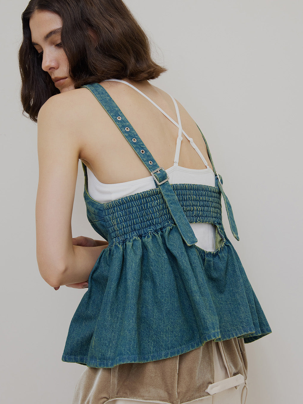 GRUNGE DENIM PEPLUM BUSTIER