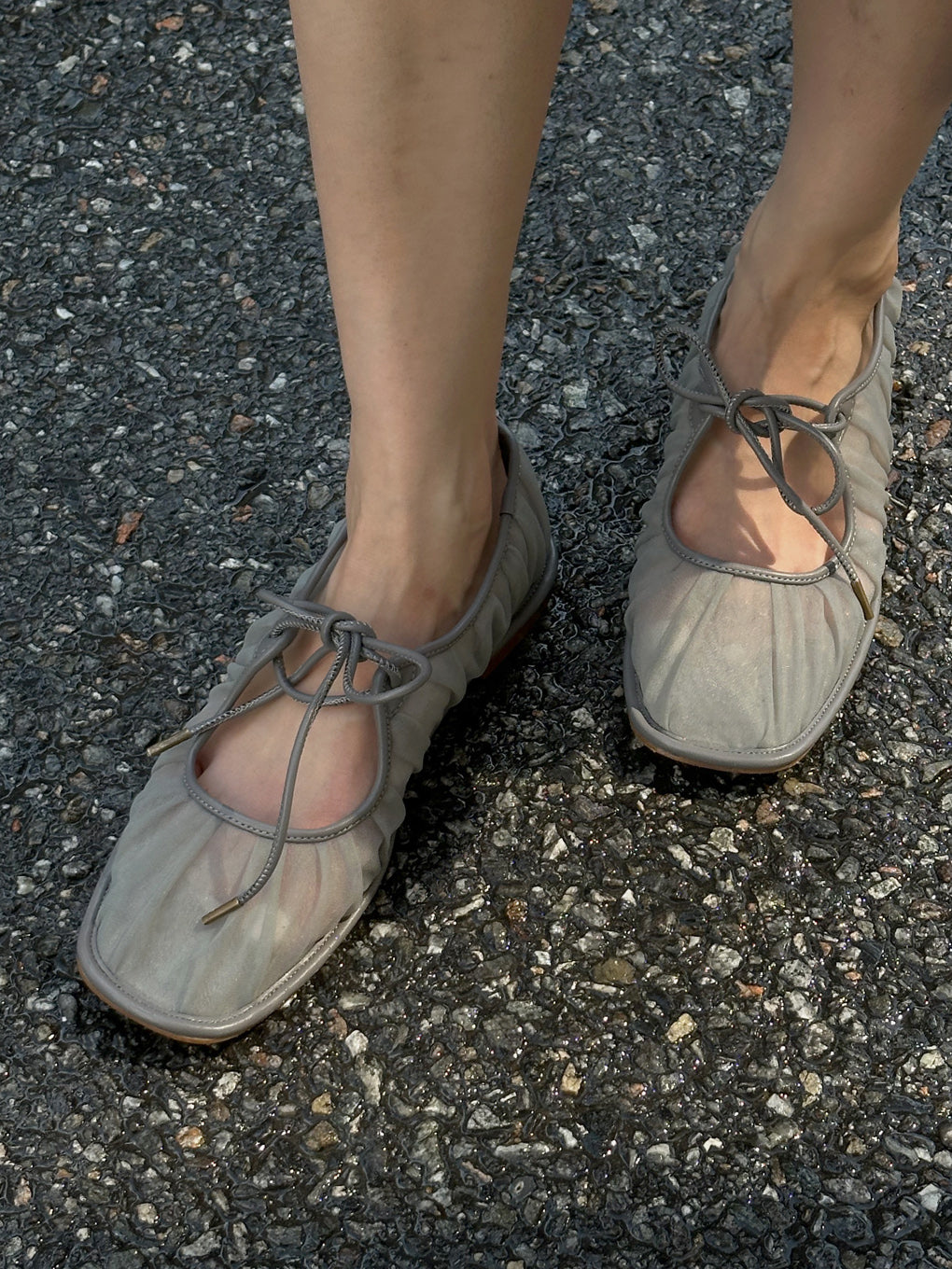 MESH RIBBON FLAT SHOES