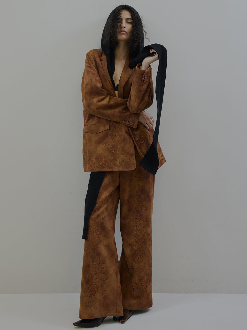 SYNTHETIC SUEDE EMBROIDERY JACKET