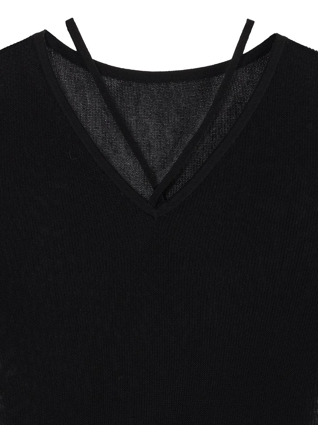 SHEER FRILL V NECK KNIT TOP