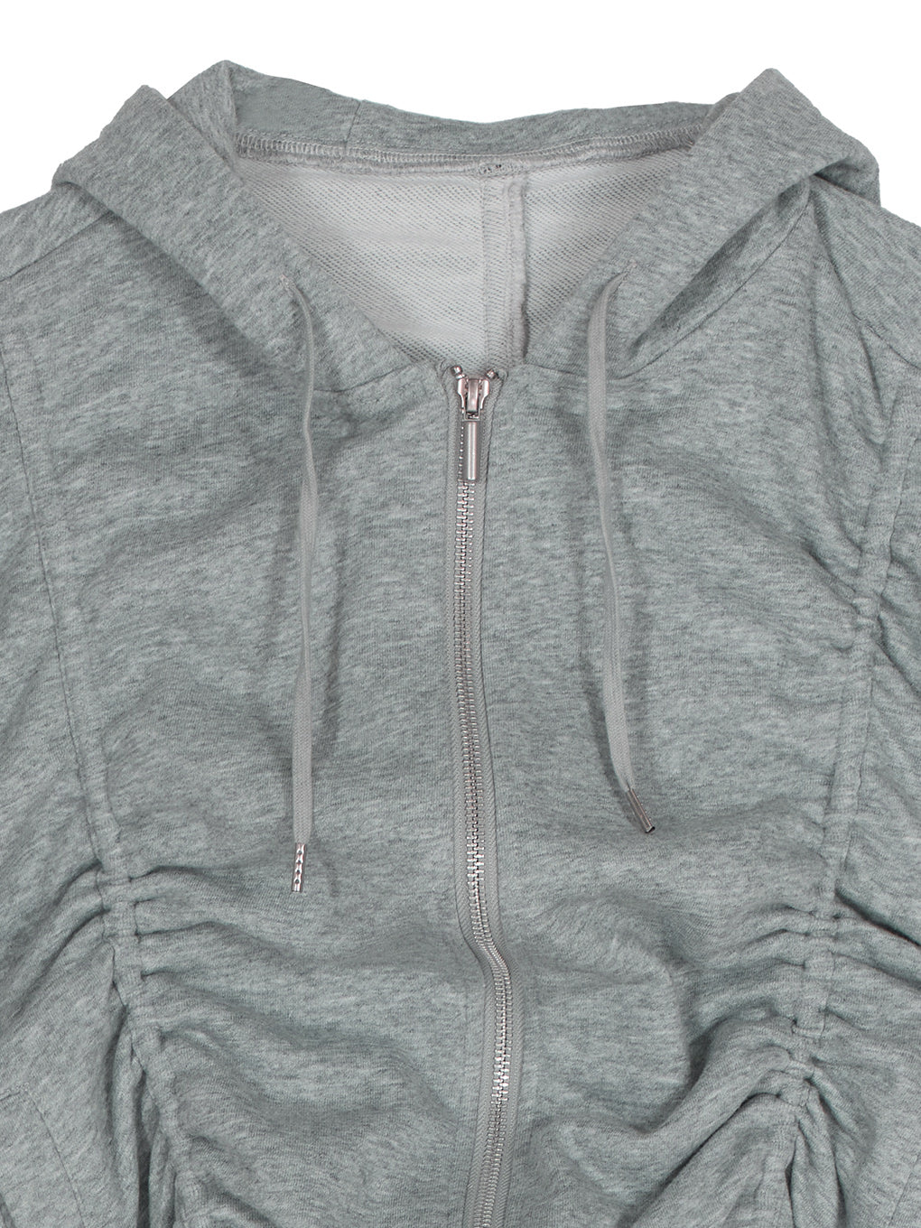 VOLUME GATHERED ZIP UP HOODIE