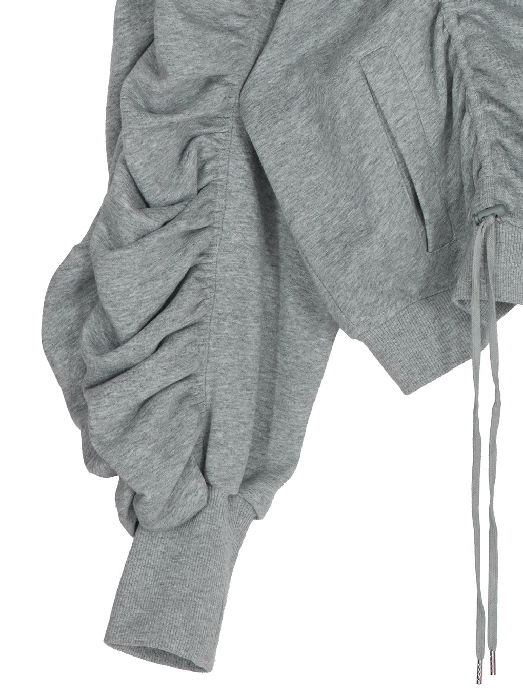 VOLUME GATHERED ZIP UP HOODIE