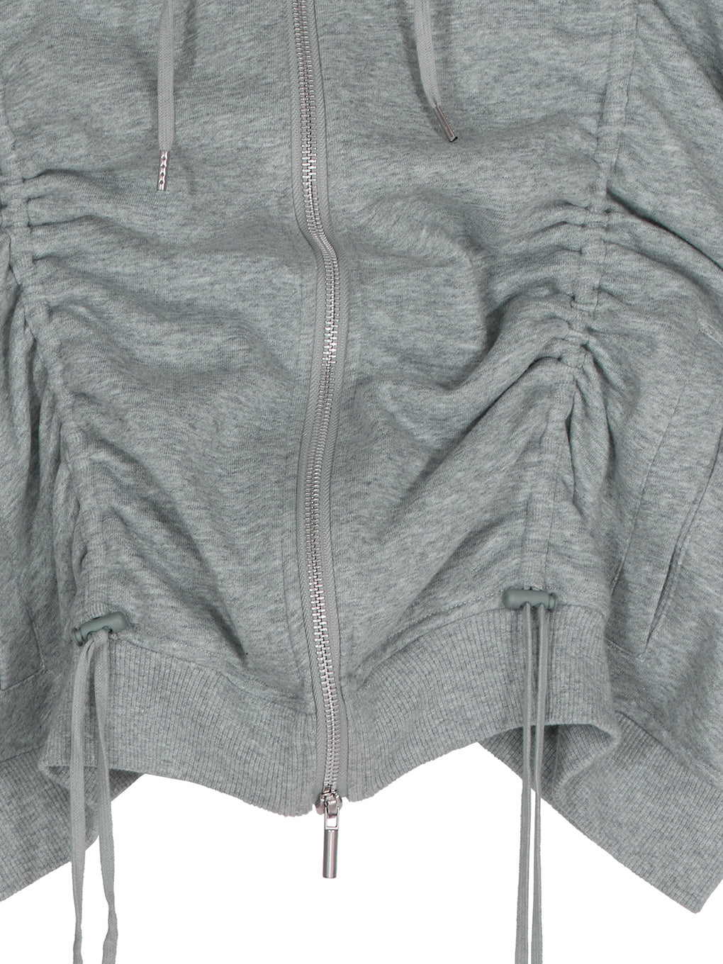 VOLUME GATHERED ZIP UP HOODIE