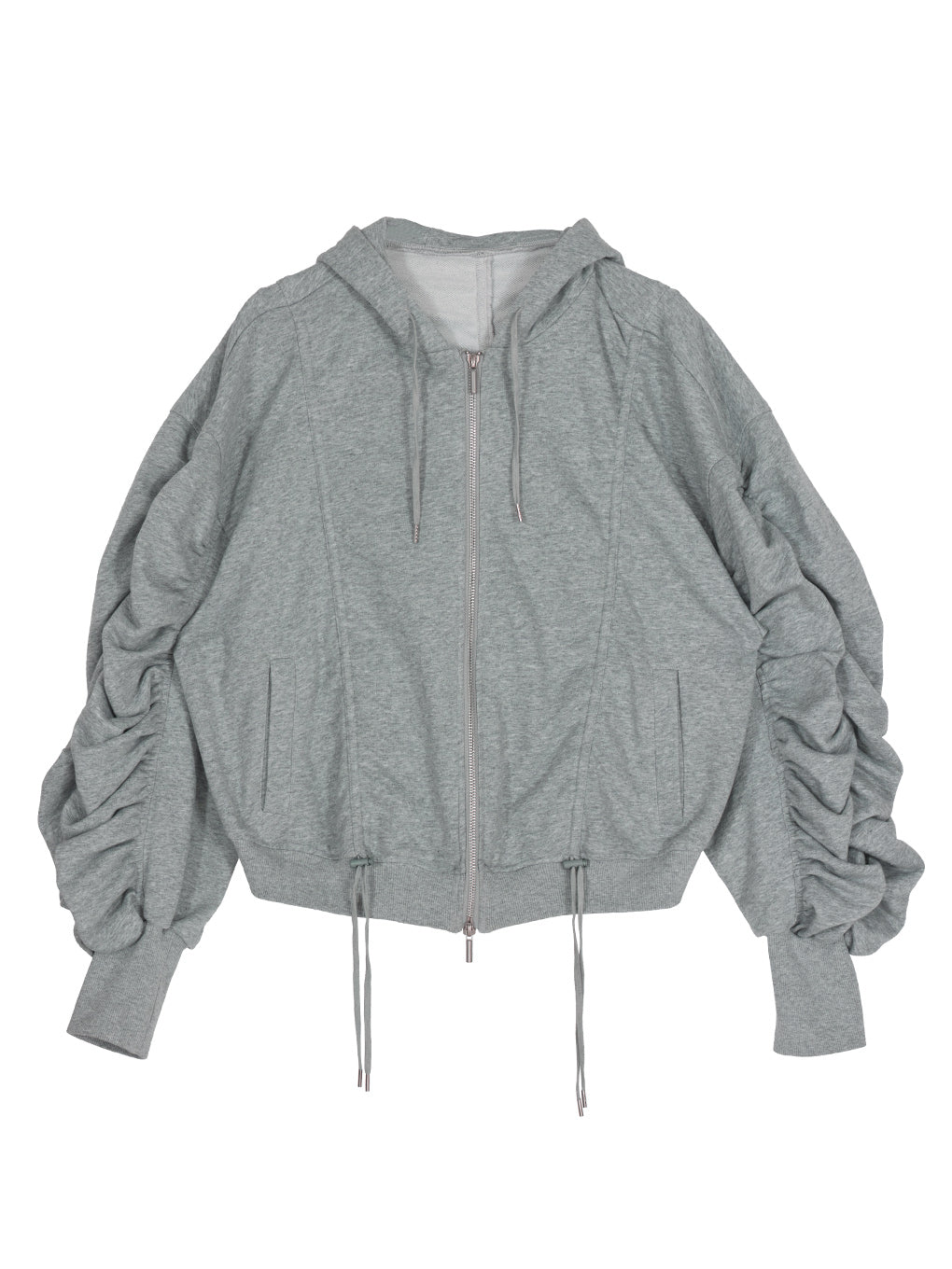 VOLUME GATHERED ZIP UP HOODIE